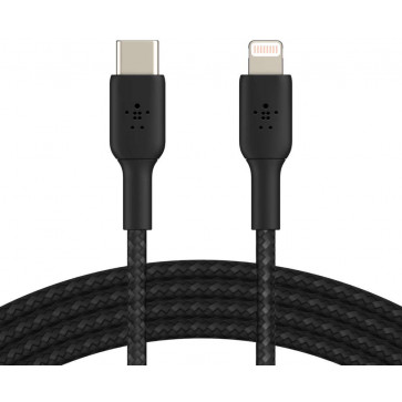 Belkin Lightning auf USB-C Kabel, ummantelt, 2m, schwarz