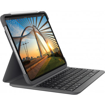 Logitech Slim Folio Pro, 11" iPad Pro 2018-2022, CH-Tastatur/ Hülle Carbon schwarz