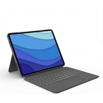 Logitech Combo Touch, Keyboard Case für 12.9" iPad Pro (2022), DE-Tastatur, grau