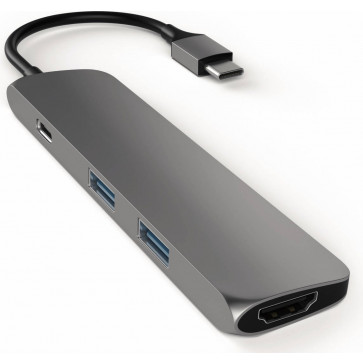 Satechi USB-C zu HDMI, 2x USB 3.0 + USB-C  Adapter, spacegrau