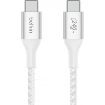 USB-C auf USB-C Ladekabel bis 240W, ummantelt, 1m, weiss, Belkin