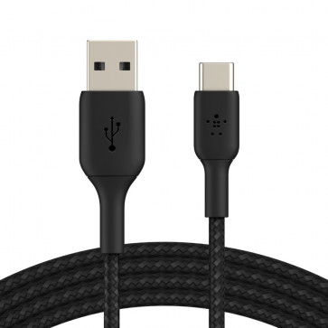 Belkin USB-A auf USB-C Kabel, ummantelt, 15cm, schwarz