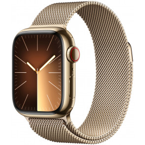 Apple Watch S9 GPS+Cell, 41mm Edelstahl Gold, Milanaise Loop Gold
