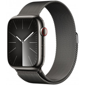 Apple Watch S9 GPS+Cell, 45mm Edelstahl Graphit, Milanaise Loop Graphit