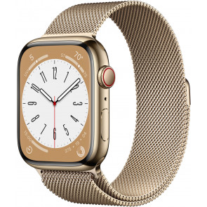 Apple Watch Series 8 GPS+Cell, 45mm Edelstahl Gold, Milanese Loop Gold