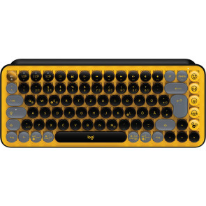 Logitech Pop Keys, kabellose Tastatur, Emoji-Tasten, Blast-Gelb