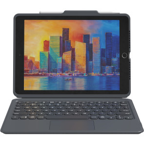 Zagg Pro Keys mit Trackpad, Wireless Tastatur, iPad 10.2 Dunkelgrau, CH-Tastatur