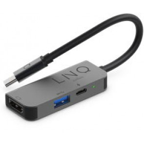 Linq USB-C Multiport Hub, 3in1, Schwarz/Grau