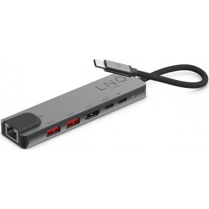USB-C Multiport Hub, 6in1 Pro, Schwarz/Grau, Linq